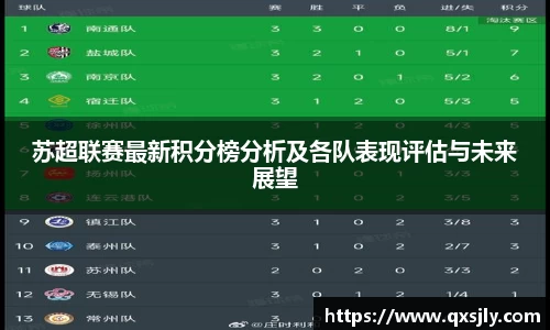 苏超联赛最新积分榜分析及各队表现评估与未来展望